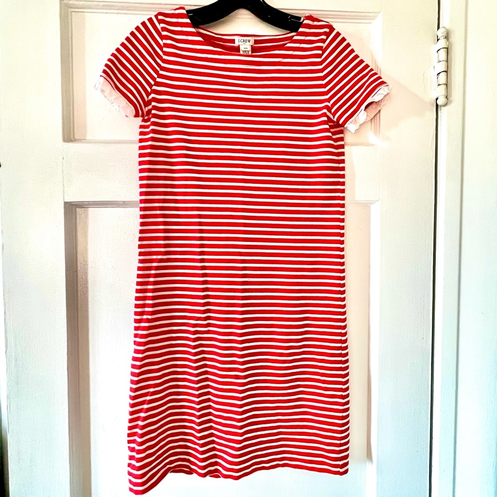 Red striped J. crew t shirt dress ❤️🤍